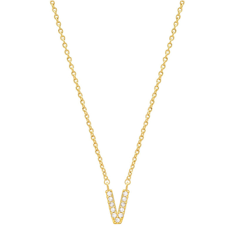 vakkv Hot Selling Fashion All-Match S925 Silver 26 English Letters Pendant Necklace for Women Inlaid Zircon Special-Interest Design