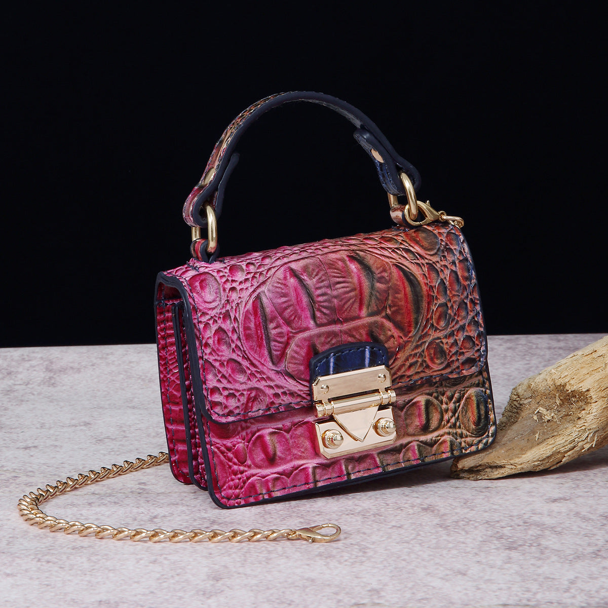 VAKKV Popular, 2025 and the United States for trans-Middle East New Crossbody One Shoulder Retro Women's Bag Multi-colored Crocodile Pattern Brahman