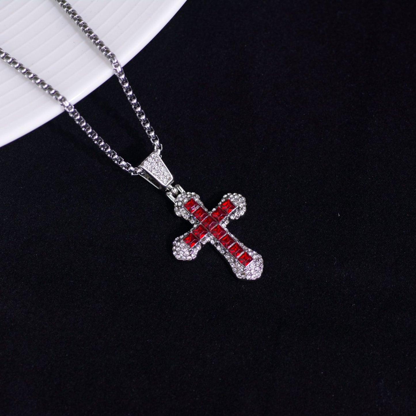 Cross-Border HOTan and NEWn Diamond Cross Necklace New Zircon Pendant Hip Hop Trend Personality Sweater Chain Ornament