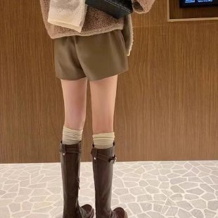 2025 Thick-soled Round Head Folded Skinny Thick Heel Knight Boots Women's British Boots High Boots Boots