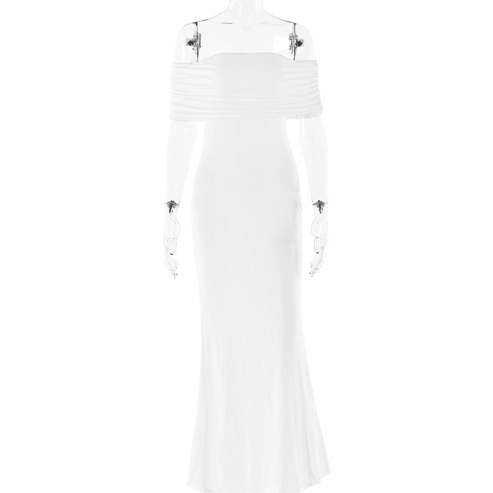 2025 New Popular trade popular summer new tube top dress backless solid color sexy fashion slim dress