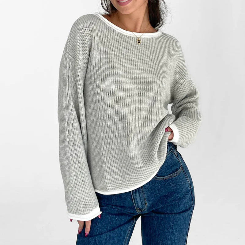 popular autumn and winter new New knitted top women's round neck long sleeve loose pullover sweater women