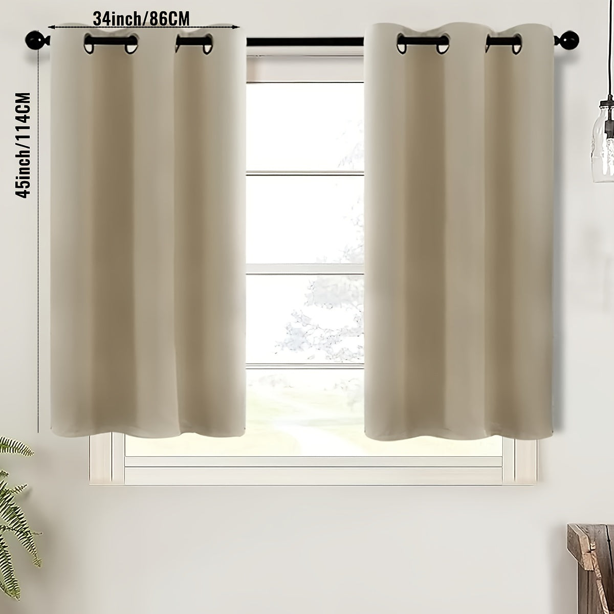2-Piece Blackout Valance Panels - Room Darkening, Grommet Top, Half Window Treatment for Kitchen, Bathroom, Basement, Living Room, Office - Easy Home Decor Solution