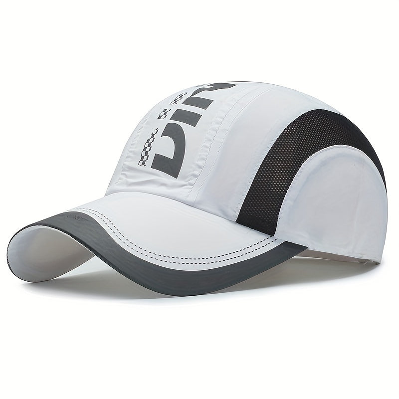 Lightweight Polyester Fashion Baseball Cap - Breathable Mesh, Quick-Dry, UV Protection, Adjustable Snapback - Unisex Outdoor Sports Hat with Alphabets Pattern