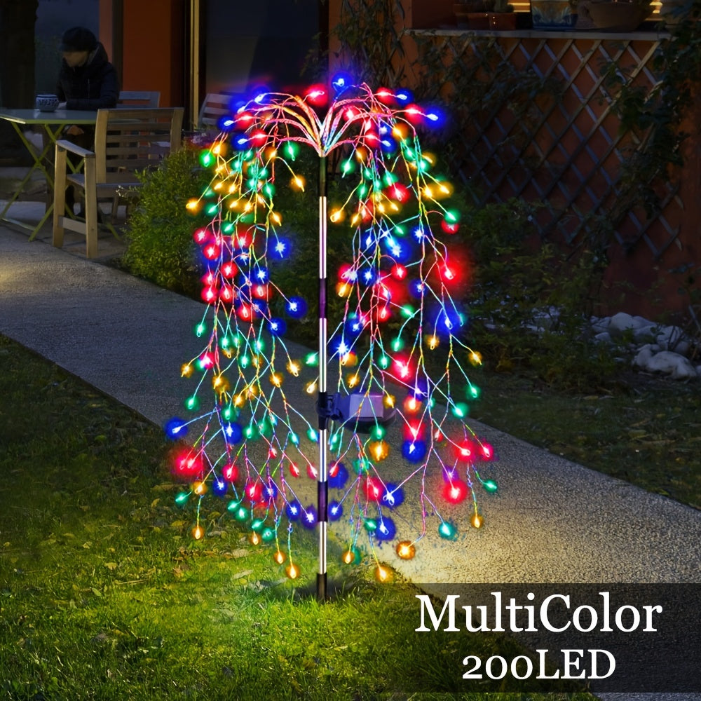 1pc Solar-Powered Firecracker Fireworks Lights - 120/200 LEDs, 8 Vibrant Modes, Durable, Energy-Efficient, Perfect for Patio, Garden, Pathway, Party, Camping, Picnic, Christmas, Ramadan, Halloween Decorations