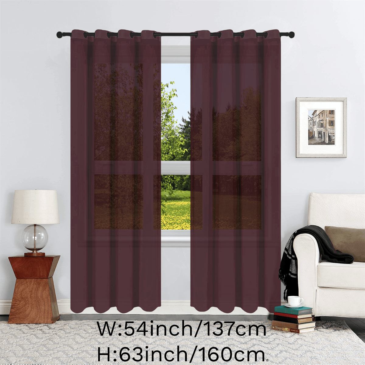 1pc Solid Lightweight Voile Sheer Curtain Panel - Soft, Light-Filtering, Grommet Top, Easy Hang - Perfect for Living Room, Dining Room Home Decor, Filtering Natural Light, Enhancing Interior Ambiance