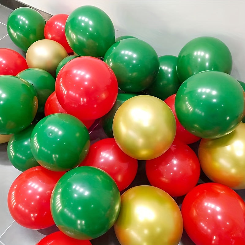 24PCS Vibrant Red & Green Metallic Color Balloons Set for Birthday, Wedding, Thanksgiving, Christmas & House Decorations