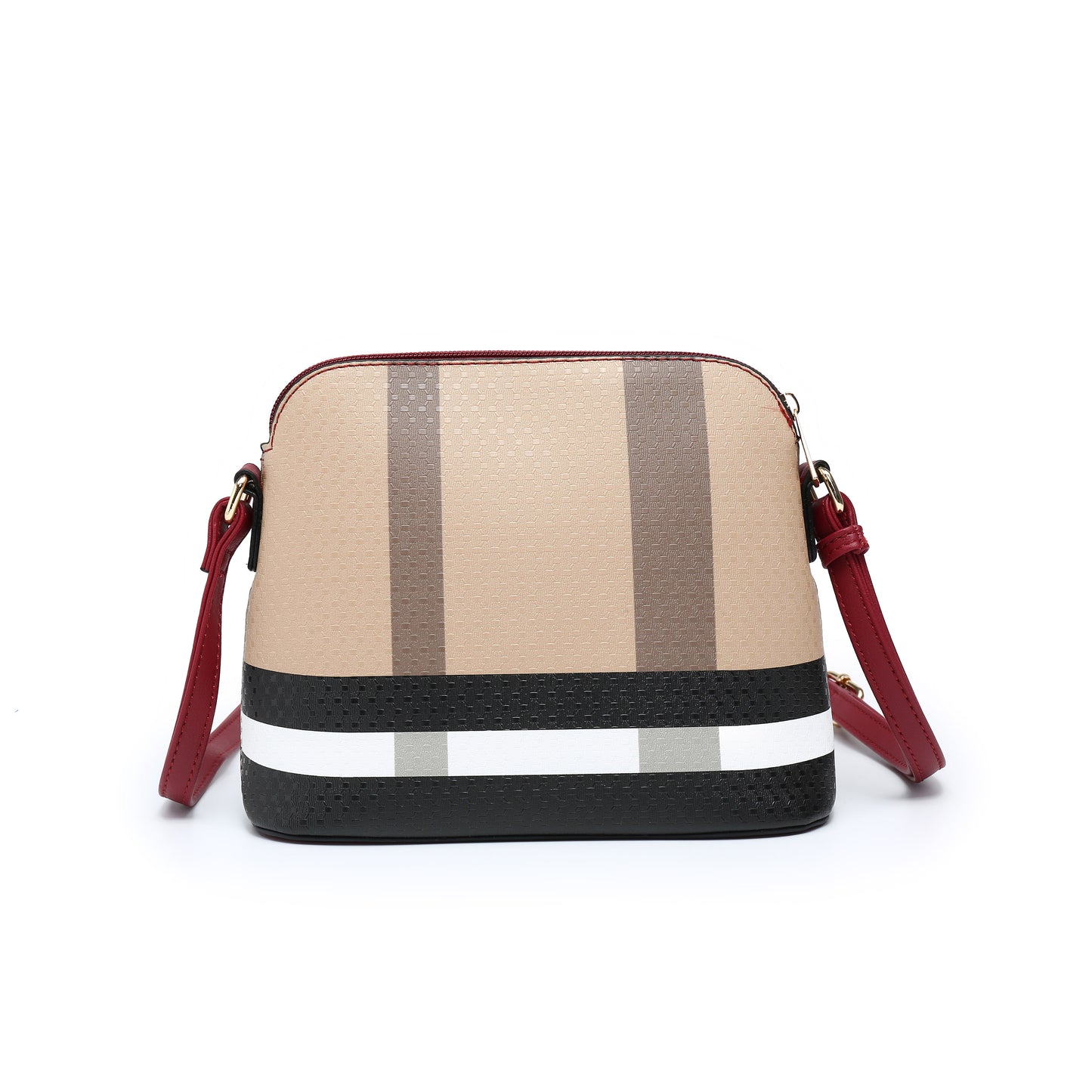 Tepilte Lightweight Medium Dome Crossbody Bag Shoulder Bag with Tassel Plaid Pattern