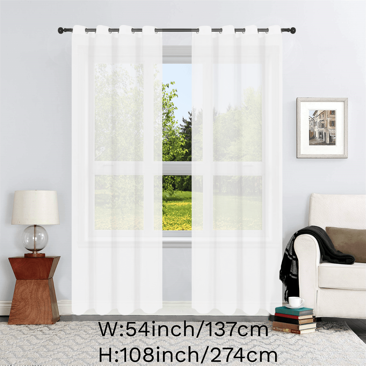 1pc Solid Lightweight Voile Sheer Curtain Panel - Soft, Light-Filtering, Grommet Top, Easy Hang - Perfect for Living Room, Dining Room Home Decor, Filtering Natural Light, Enhancing Interior Ambiance