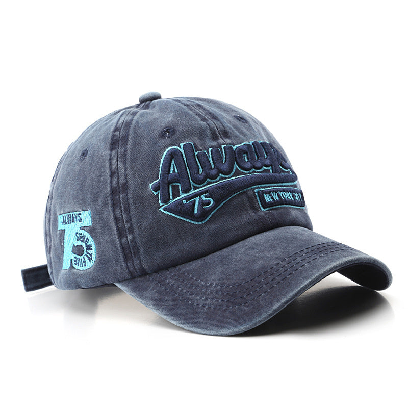 Men's Retro Baseball Hat Pattern Charms Embroidery Baseball Cap Sunshade Hat Spring And Autumn Male Character Street Baseball Cap
