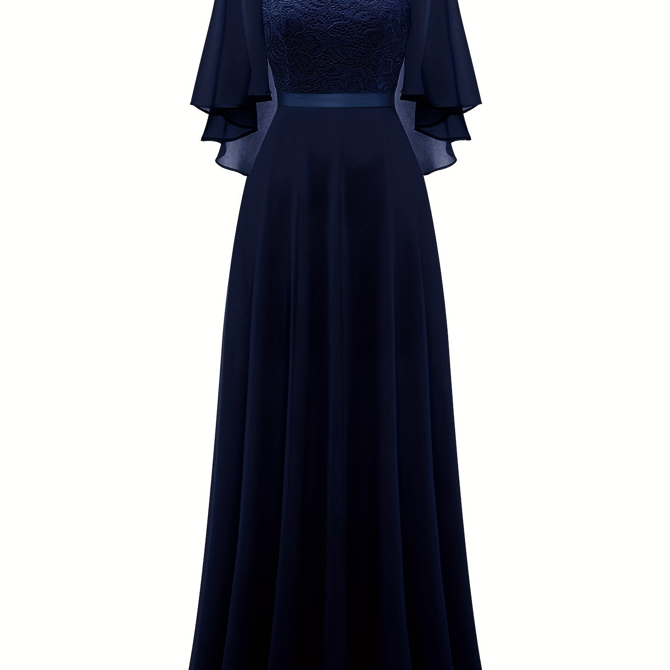 VAKKV Timeless Solid Lace Aline Bridesmaid Dress - Chic Crew Neckline, Flattering Wedding Party Gown - Premium Womens Fashion