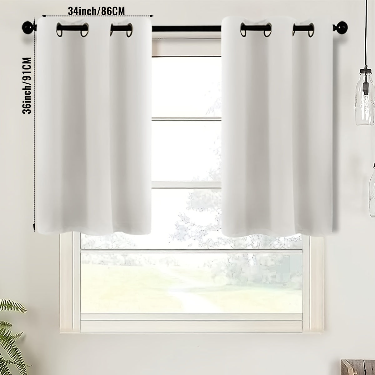2-Piece Blackout Valance Panels - Room Darkening, Grommet Top, Half Window Treatment for Kitchen, Bathroom, Basement, Living Room, Office - Easy Home Decor Solution