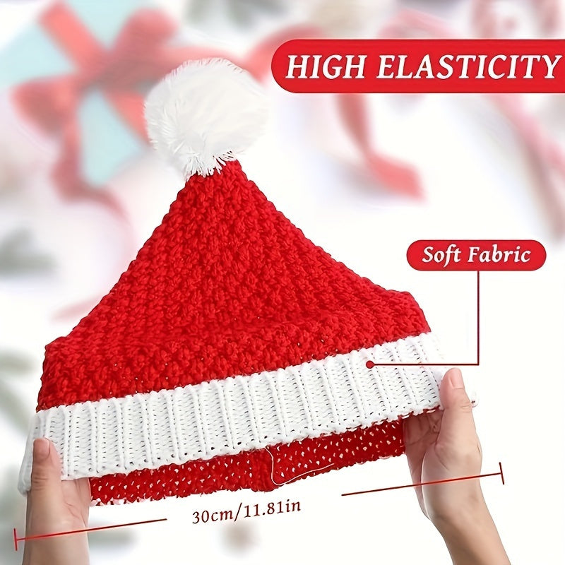 3Pcs Christmas Fashion Christmas Tree and Santa Knitted Hat - Warm, Trendy Outdoor Holiday Headwear, Acrylic, Academy Style, Knitted Design