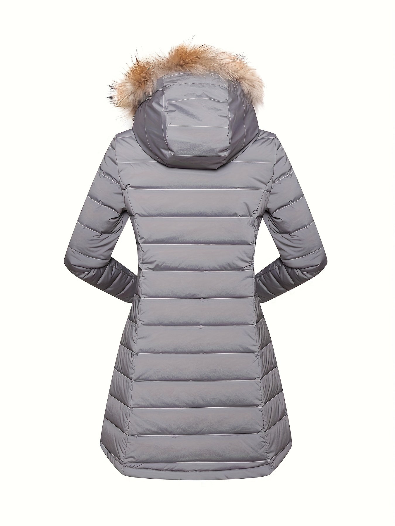Ladies Long Down Hooded Jacket, Thickened Winter Packable Puffer Jacket, Windproof Warm Outwear Coat, Women's Clothing