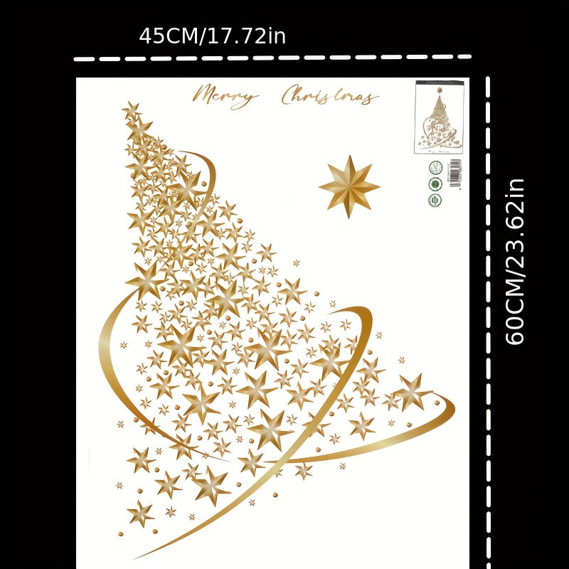 1pc, Christmas Decorations Static Stickers, Window Stickers Pull Flags Glass Window Christmas Tree Stickers Creative Atmosphere Scene Layout, Scene Decor, Festivals Decor, Home Decor, Corridors Decor, Offices Decor, Yard Decor, Christmas Decor