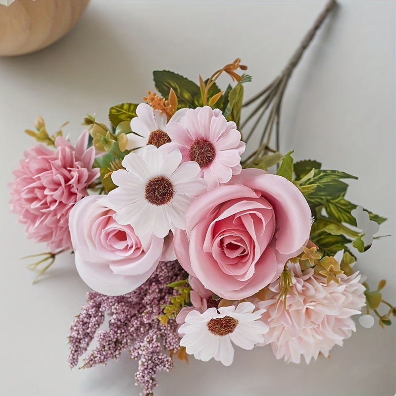 2pcs Artificial Faux Peony Rose Silk Flowers with Hydrangea Accents - Versatile Wedding & Engagement Floral Decor for Home, Living Room, Holiday & Year-Round Decor