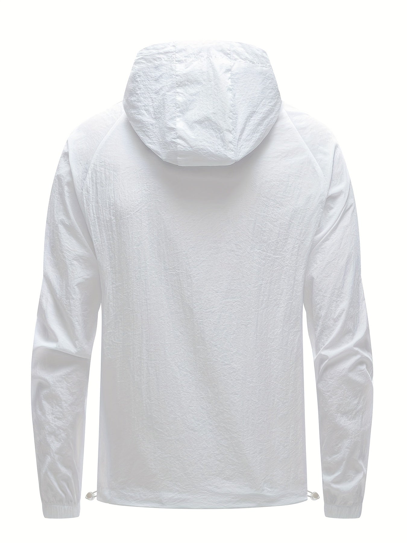 Men's Solid Color Hooded Long Sleeve Zipper Down Sun Protection Jacket With Pockets, Lightweight And Comfy Jacket Suitable For Outdoors Wear