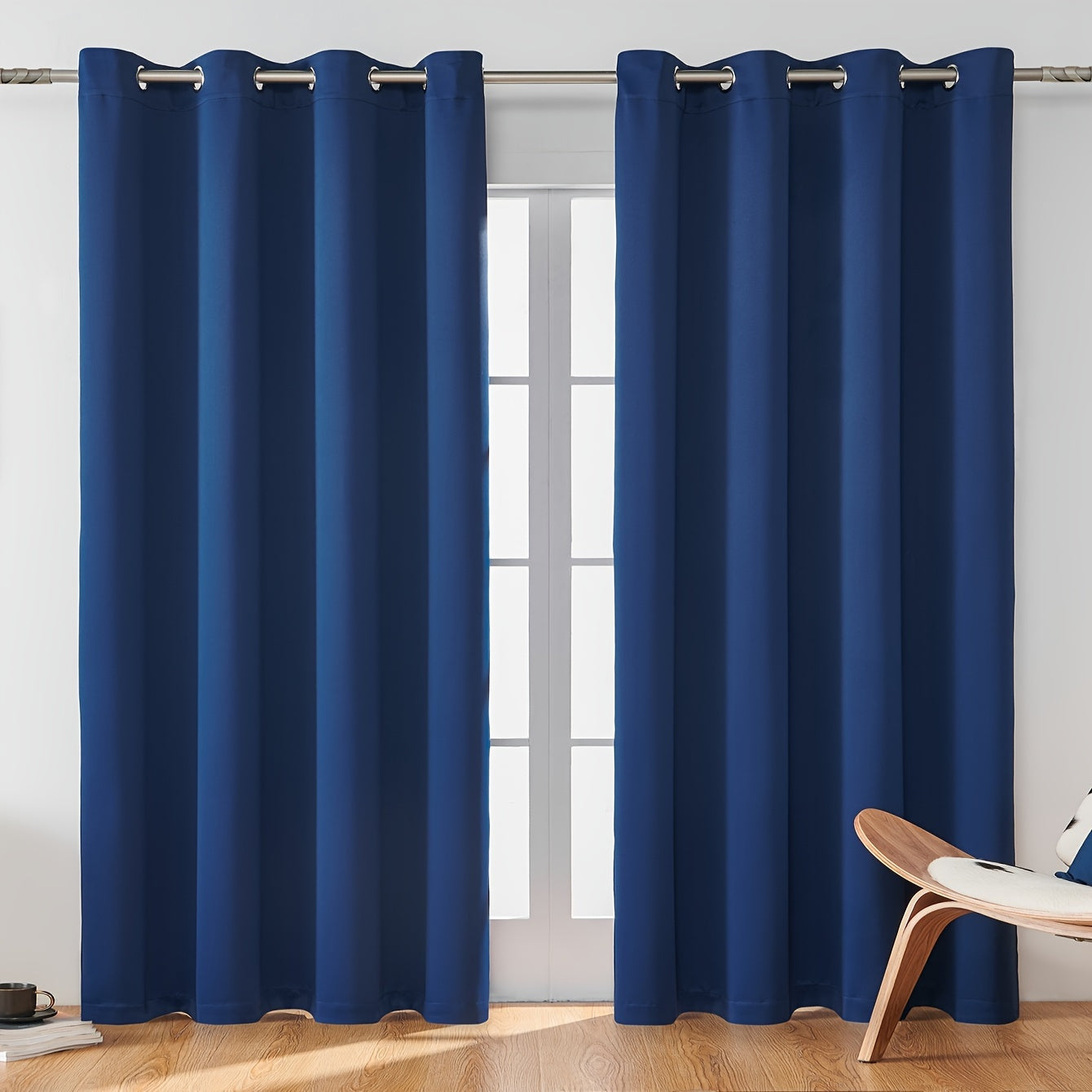 2PCS Holiday Daily Decoration Fabric Curtains, Grommet Top Solid Color Shading Curtain, Living Room Curtains, Bedroom Curtains, Office Home Decoration, Thermal Insulation Curtains