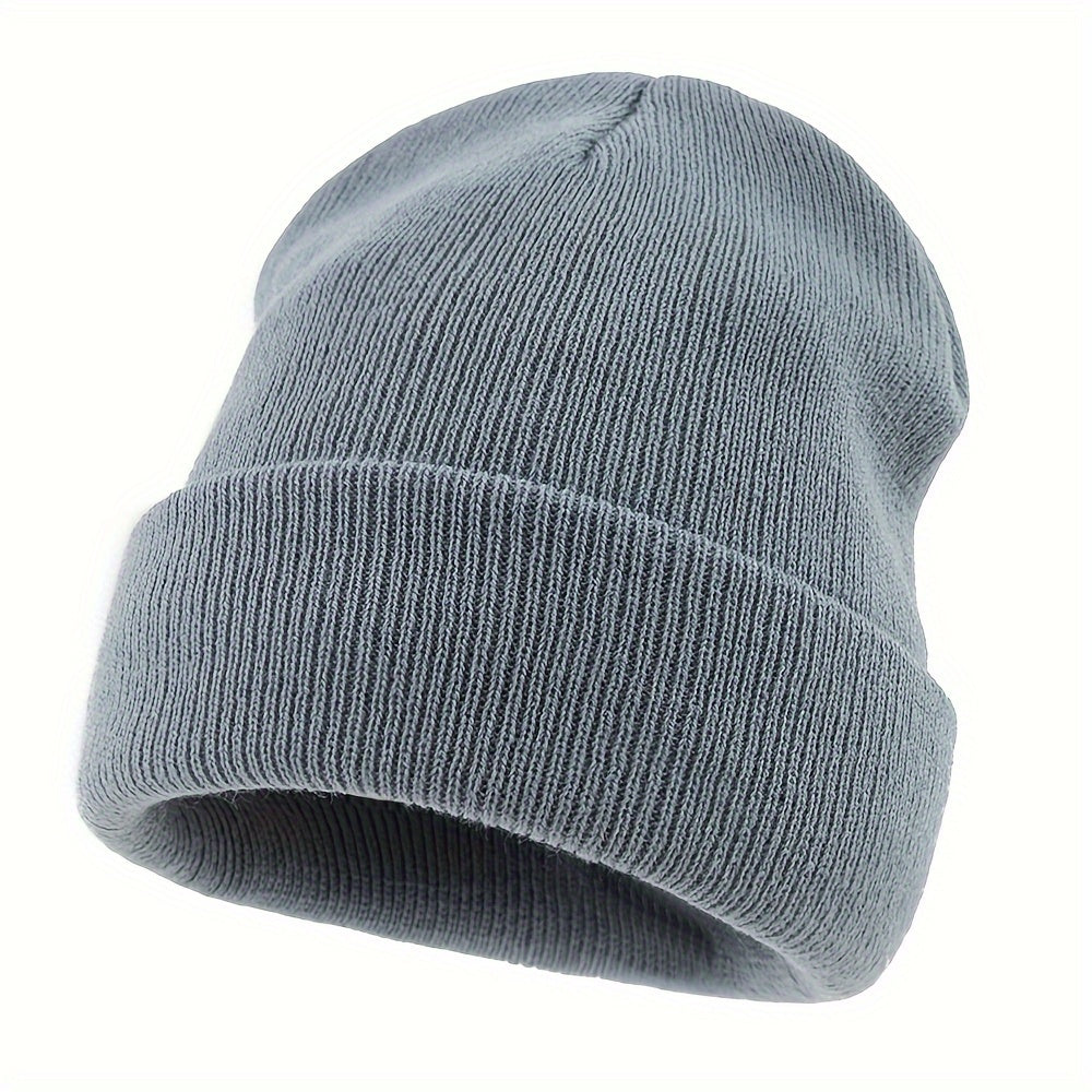 1pc Men's Warm and Cozy Solid Color Large Knitted Beanie - Skullies & Beanies with Elastic Fit for Outdoor Activities - Ideal Gift Choice for Winter