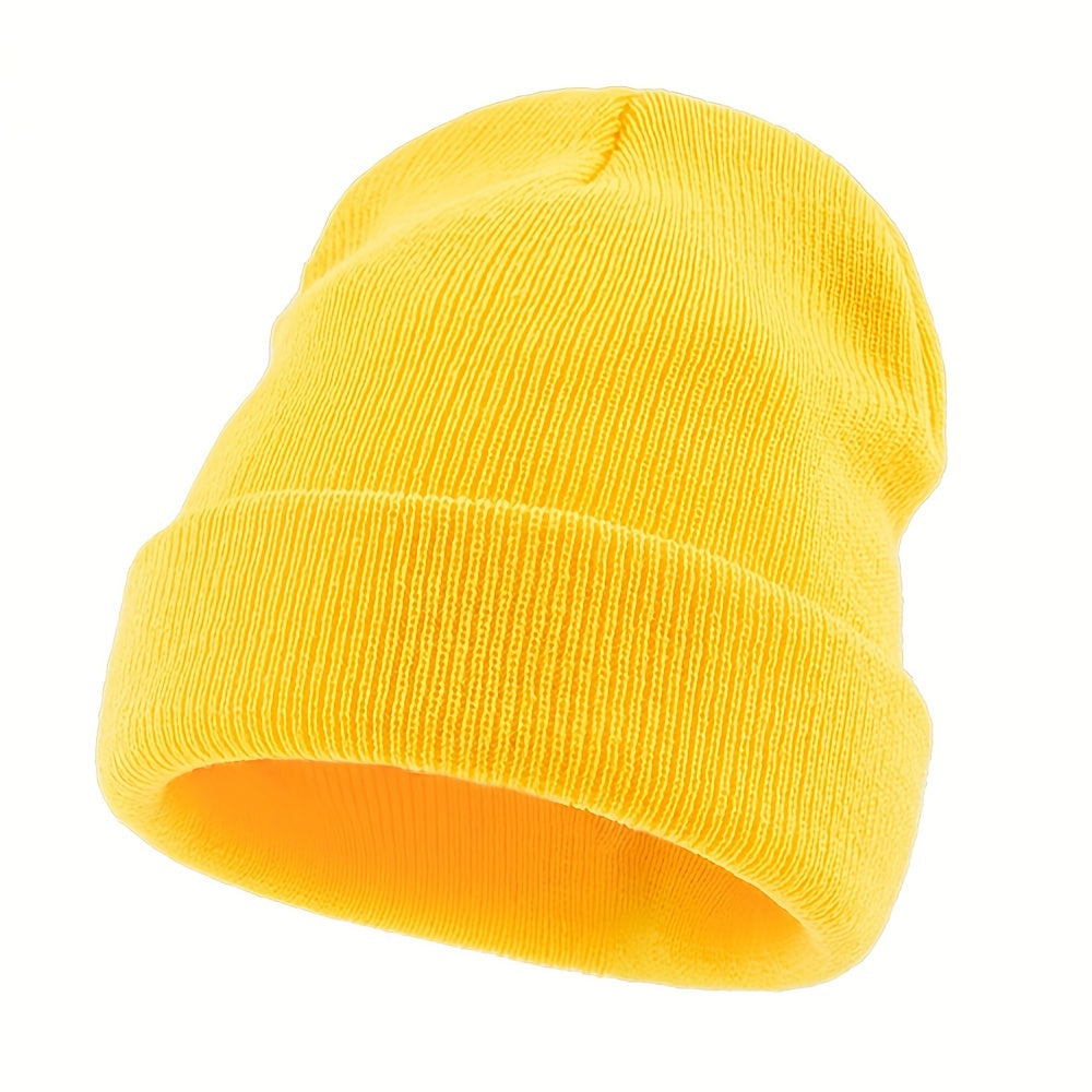 1pc Men's Warm and Cozy Solid Color Large Knitted Beanie - Skullies & Beanies with Elastic Fit for Outdoor Activities - Ideal Gift Choice for Winter