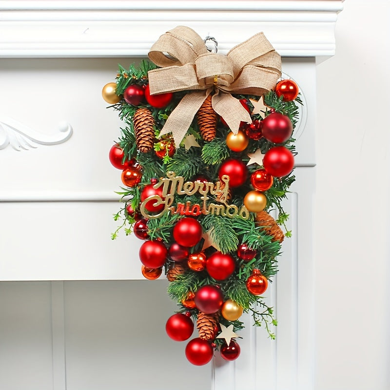Vintage-Style Christmas Wreath for Front Door - Durable Plastic, Easy Install, Perfect for Holiday & Seasonal Decor