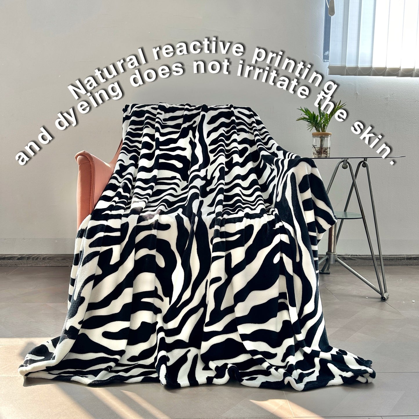 1pc Zebra Pattern Printed Flannel Blanket, Cozy Soft Throw Blanket For Couch Bed Sofa Camping Travelling, Multi-purpose All Season Blanket Gift For Adults, Christmas Birthday Gift