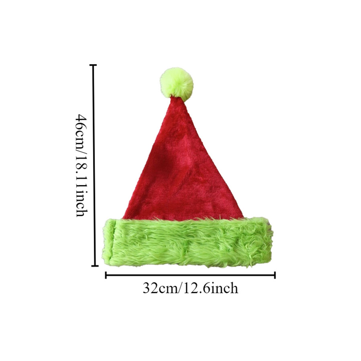 Christmas Adults Hat Plush Green Monster Red and Green Comfortable Soft Fashion Cap
