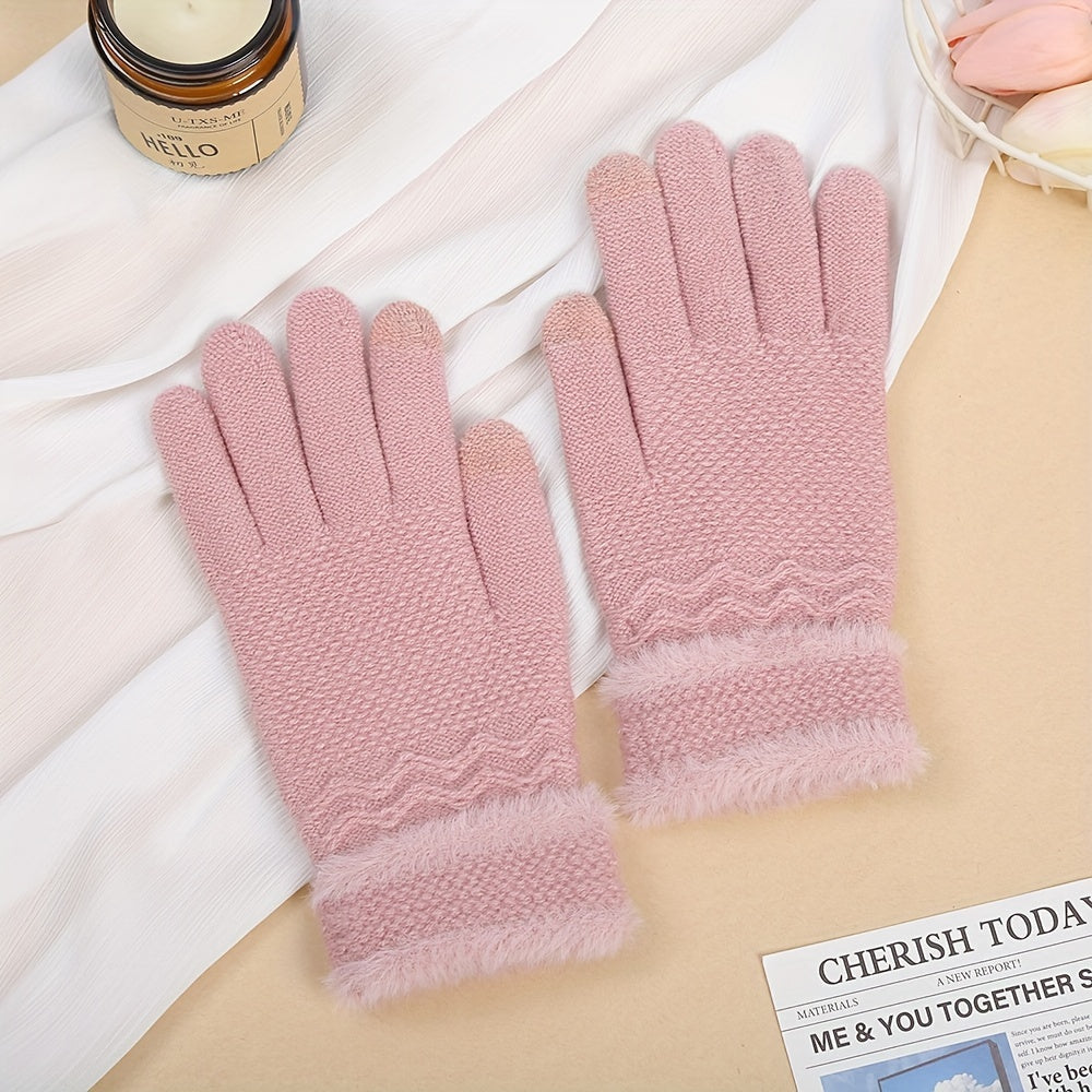 CozyTouch Gloves - Soft, Warm, and Water-Resistant Full Finger Knitted Gloves with Touch Screen Compatibility, Elastic Fitting, and Fleece Lining for Cold Weather Outdoor Activities - One Size Fits Most, Solid Colors