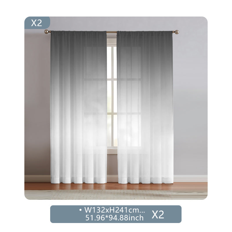 2 Panels Semi Sheer Gradient Color Curtains - Rod Pocket, Easy Hang, Light Filtering, Privacy Protection - For Living Room, Bedroom, Kitchen, Office, Study Decor