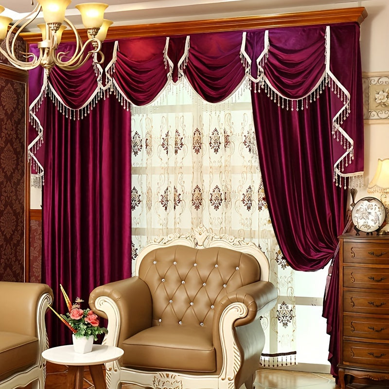 1pc Luxurious Rose Red Window Curtain - Elegant Home Decor for Bedroom, Office, Kitchen, Living Room, Study, and Wedding - Soft, Sheer, and Light-Filtering with No Head Accessories Included