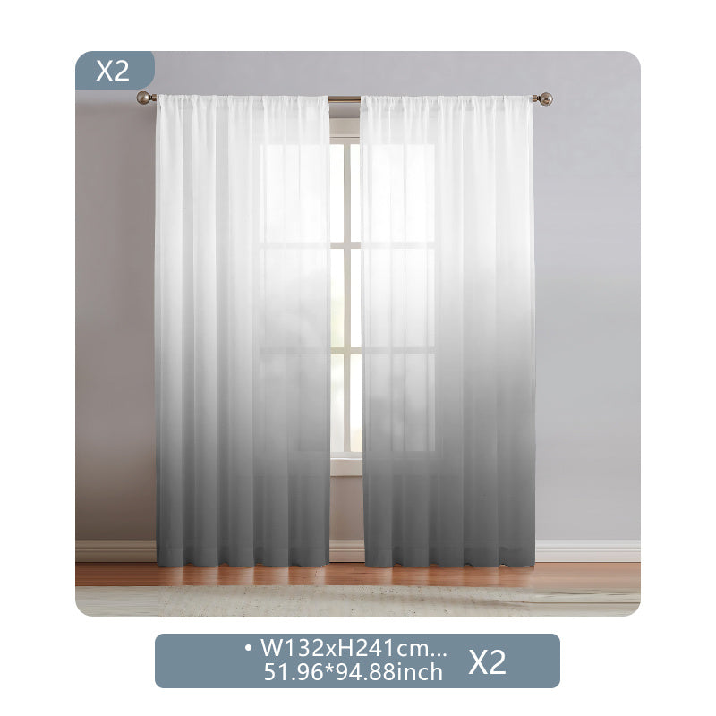 2 Panels Semi Sheer Gradient Color Curtains - Rod Pocket, Easy Hang, Light Filtering, Privacy Protection - For Living Room, Bedroom, Kitchen, Office, Study Decor