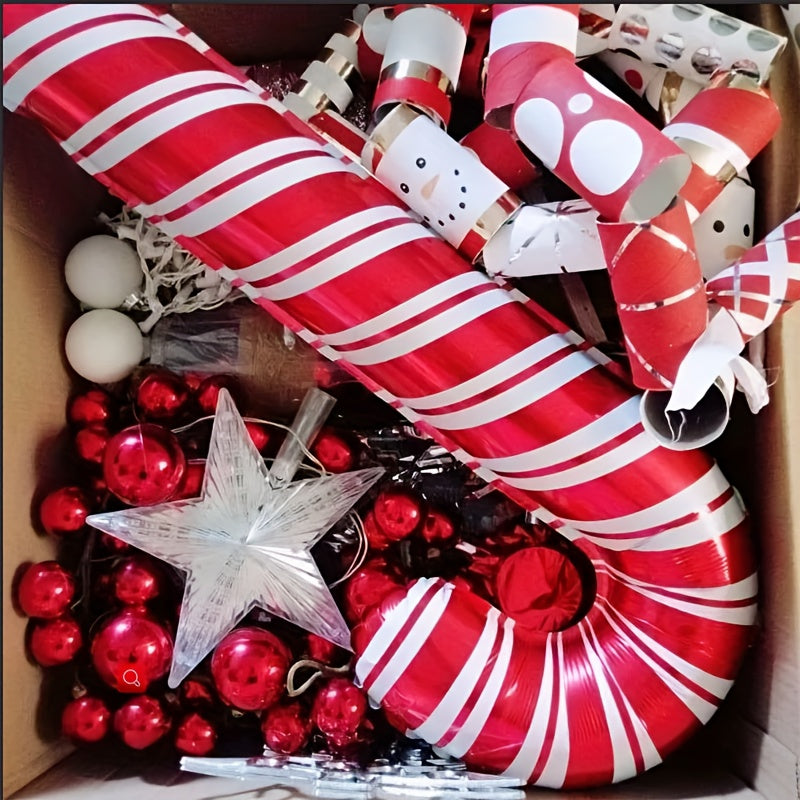 2pcs 33-Inch Extra Large Cane Aluminum Film Balloons - Vibrant Christmas Party Decorations with Durable Cane Handles - Perfect for Indoor Outdoor Festive Celebration Props