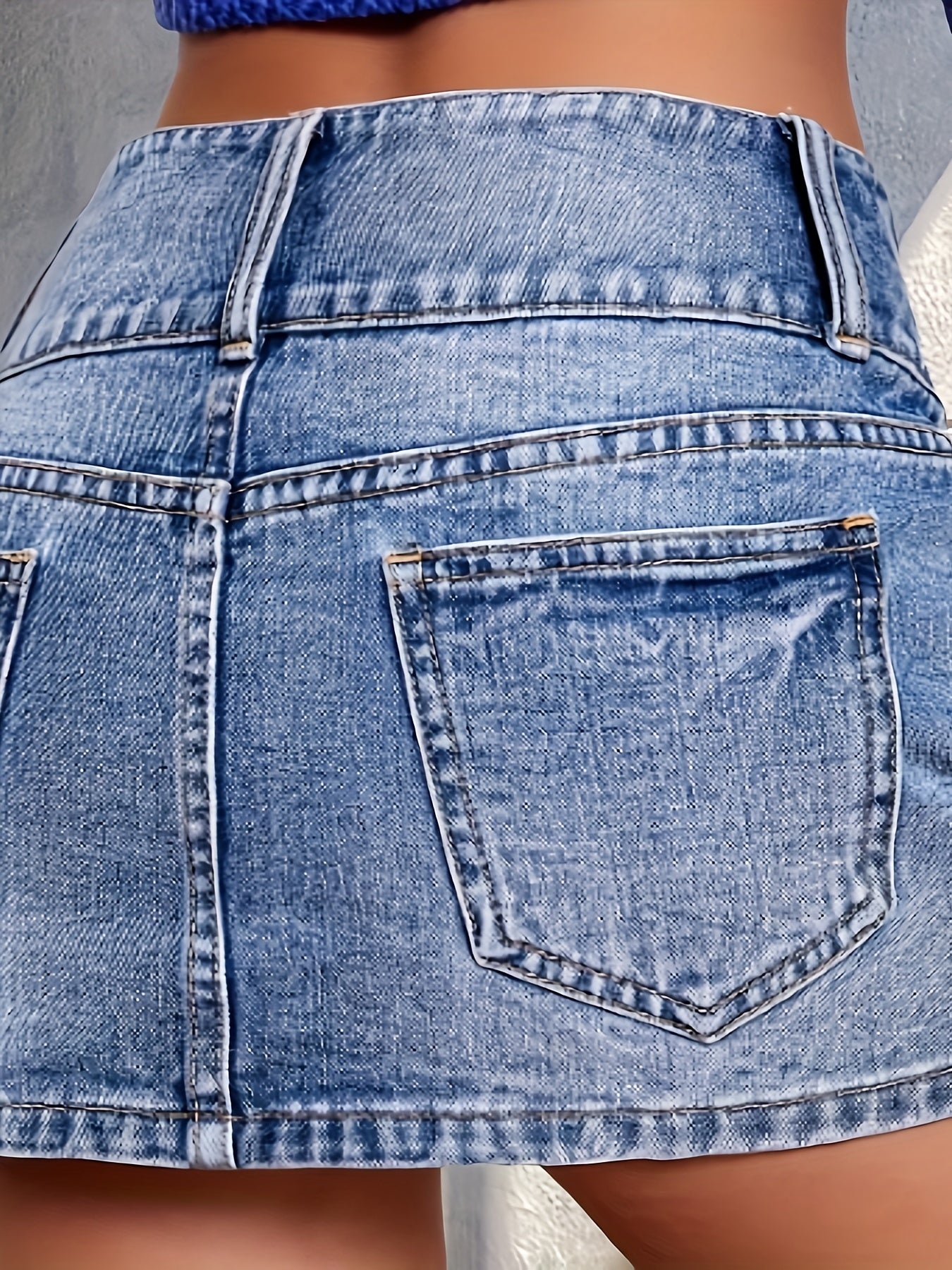 Spring-to-Fall Chic Blue Denim A-Line Mini Skirt: Flattering Fit, Slant Pockets, Easy Care - Perfect Everyday Fashion