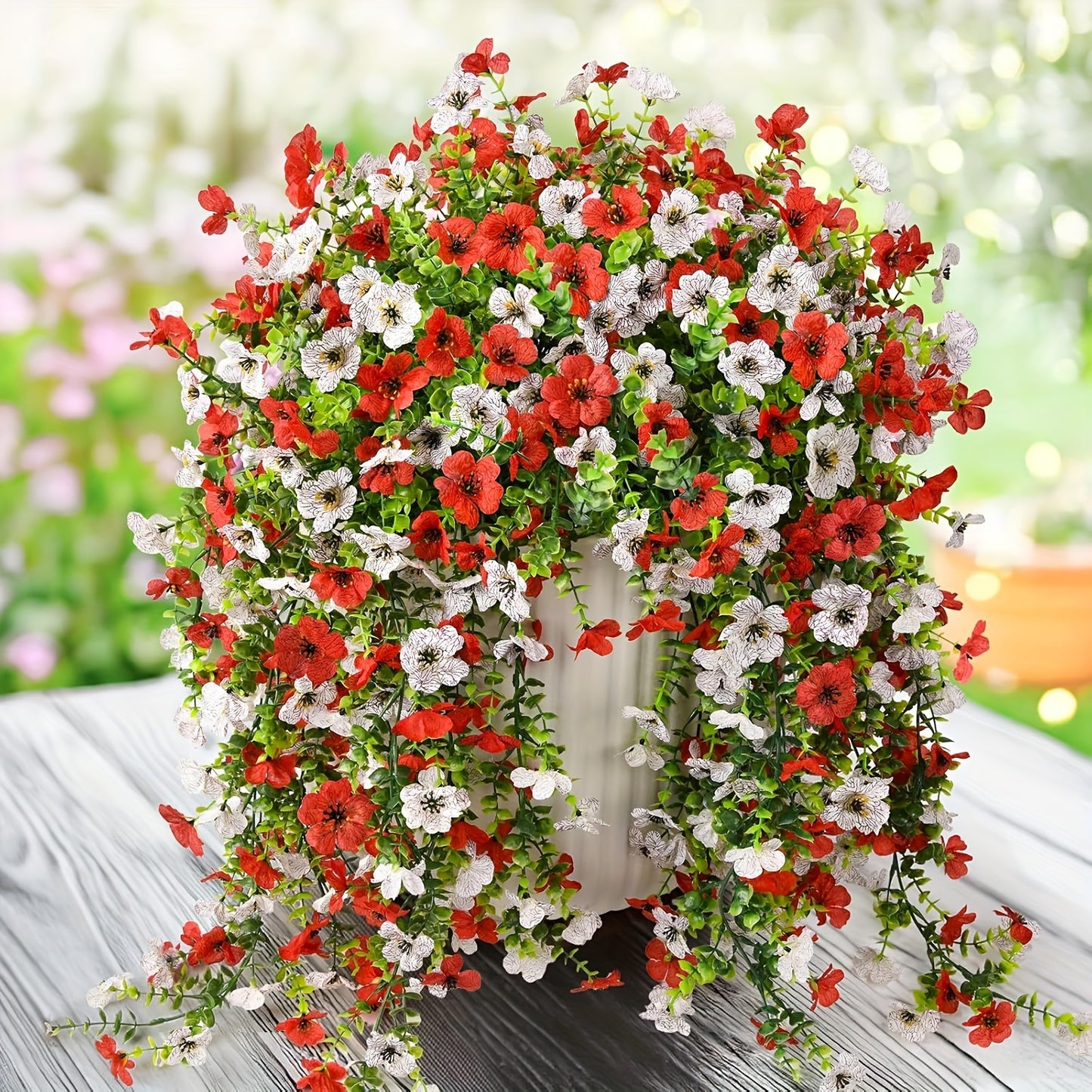 4pcs UV-Resistant Faux Daisy Hanging Flowers - Realistic Silk Plants for Indoor/Outdoor Decor, Perfect for Living Room, Porch, Balcony, Patio - Easy Maintenance, Ideal for Thanksgiving, Christmas, Day of the Dead - Bohemian Style Home Accents