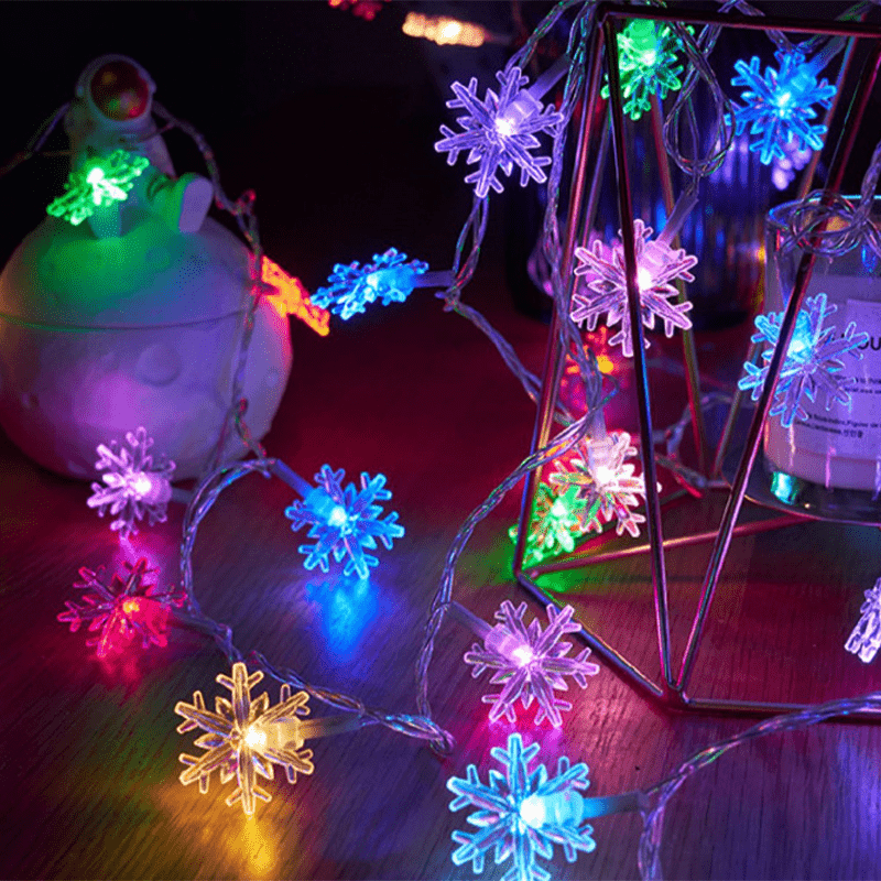 1pc, LED Christmas Snowflake String Lights, Party Decor Lights, Christmas Ornaments, Holiday Accessory, Birthday Party Supplies, Room Decor, Christmas Gifts, Home Decor, Scene Decors