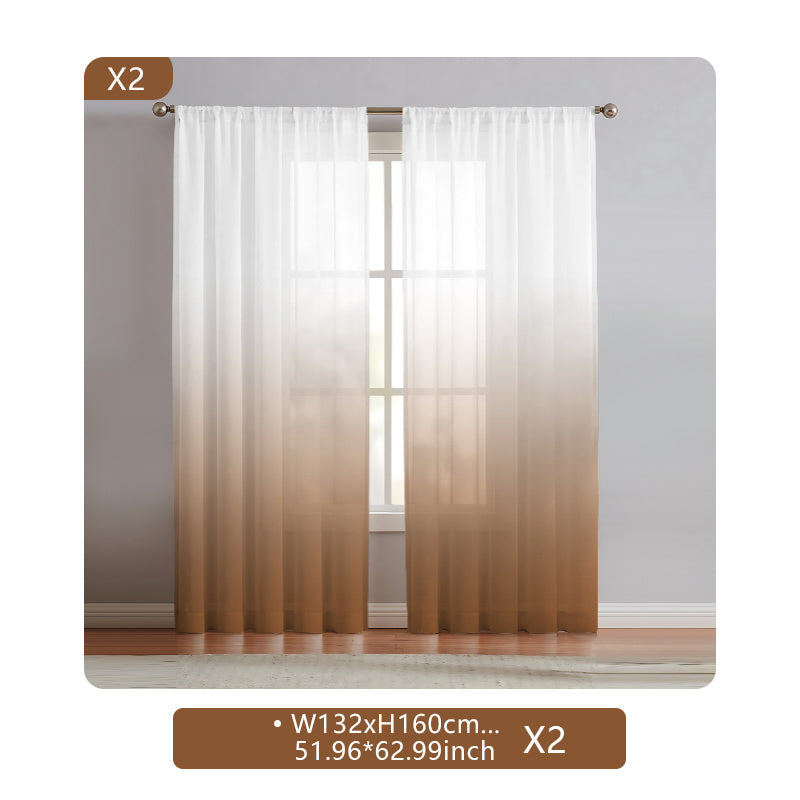 2 Panels Semi Sheer Gradient Color Curtains - Rod Pocket, Easy Hang, Light Filtering, Privacy Protection - For Living Room, Bedroom, Kitchen, Office, Study Decor
