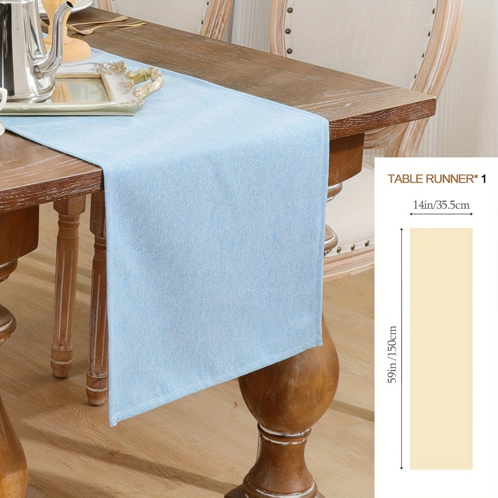1pc Premium Farmhouse Table Runner - Solid Color, Durable Polyester Decor for Autumn, Thanksgiving, Christmas Dining - A Stylish, Cozy Touch to Your Home Decor