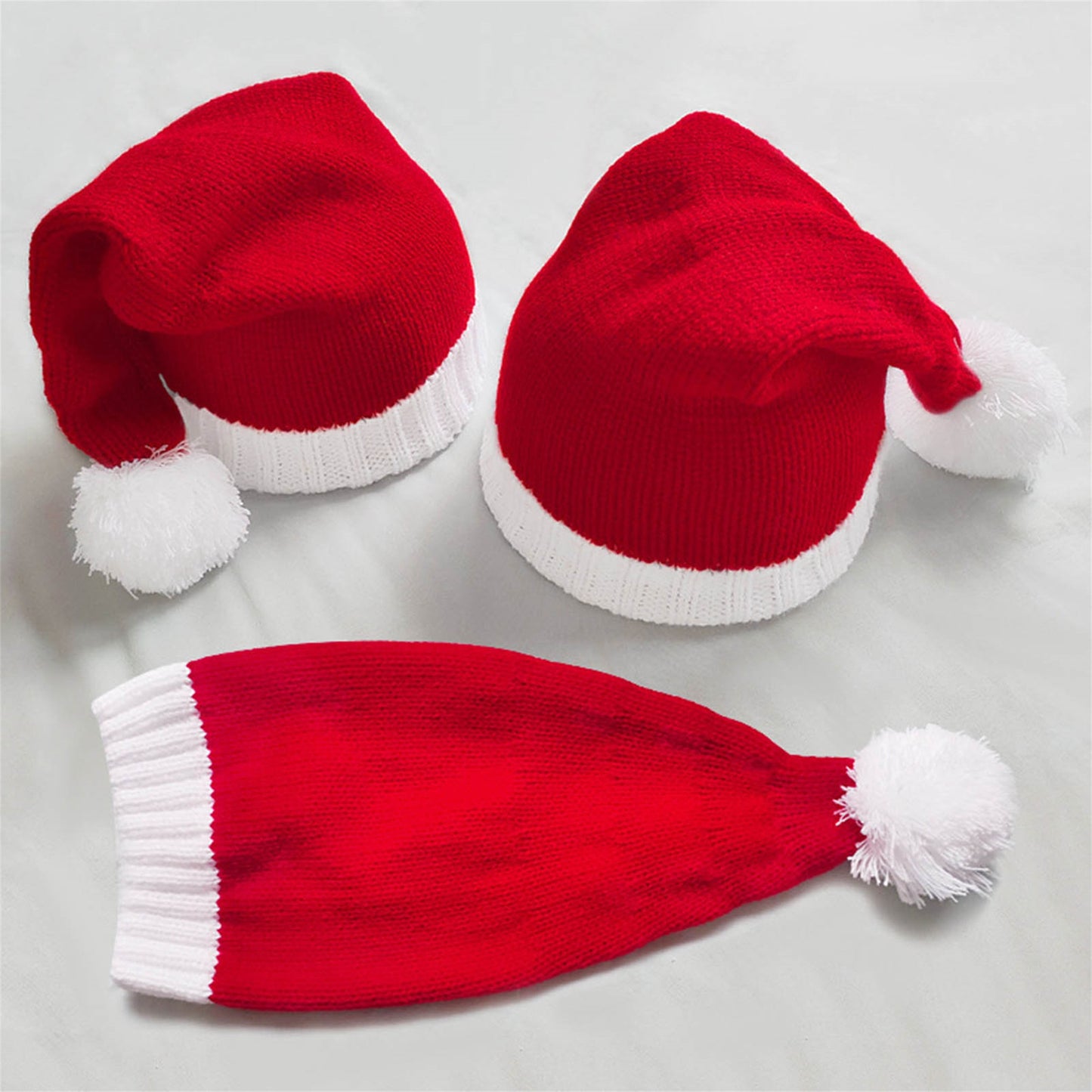 1pc Festive Red Cashmere Santa Claus Hat with Pom-Pom, Christmas Holiday Headwear, No Feathers, Electricity-Free, 7.09x14.17inch & 8.66x15.75inch Options