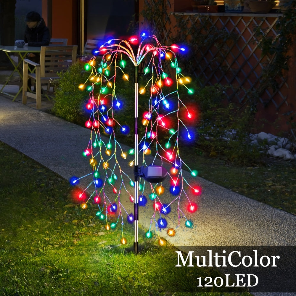 1pc Solar-Powered Firecracker Fireworks Lights - 120/200 LEDs, 8 Vibrant Modes, Durable, Energy-Efficient, Perfect for Patio, Garden, Pathway, Party, Camping, Picnic, Christmas, Ramadan, Halloween Decorations
