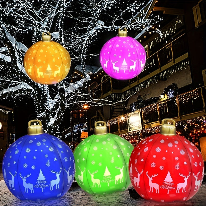 24-inch Large PVC Inflatable Christmas Ball, Firmly Standing Outdoor Decoration for Yard and Swimming Pool Holiday