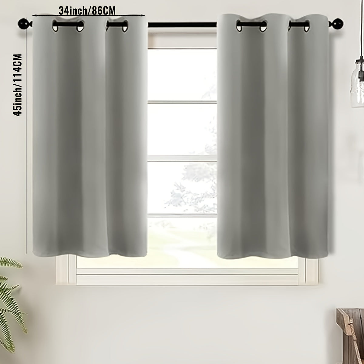 2-Piece Blackout Valance Panels - Room Darkening, Grommet Top, Half Window Treatment for Kitchen, Bathroom, Basement, Living Room, Office - Easy Home Decor Solution