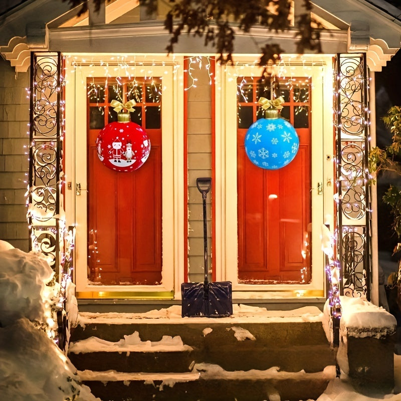 24-inch Large PVC Inflatable Christmas Ball, Firmly Standing Outdoor Decoration for Yard and Swimming Pool Holiday