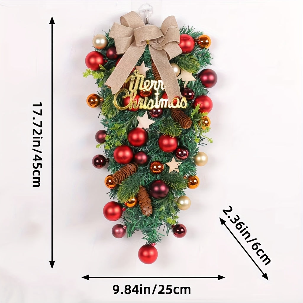 Vintage-Style Christmas Wreath for Front Door - Durable Plastic, Easy Install, Perfect for Holiday & Seasonal Decor