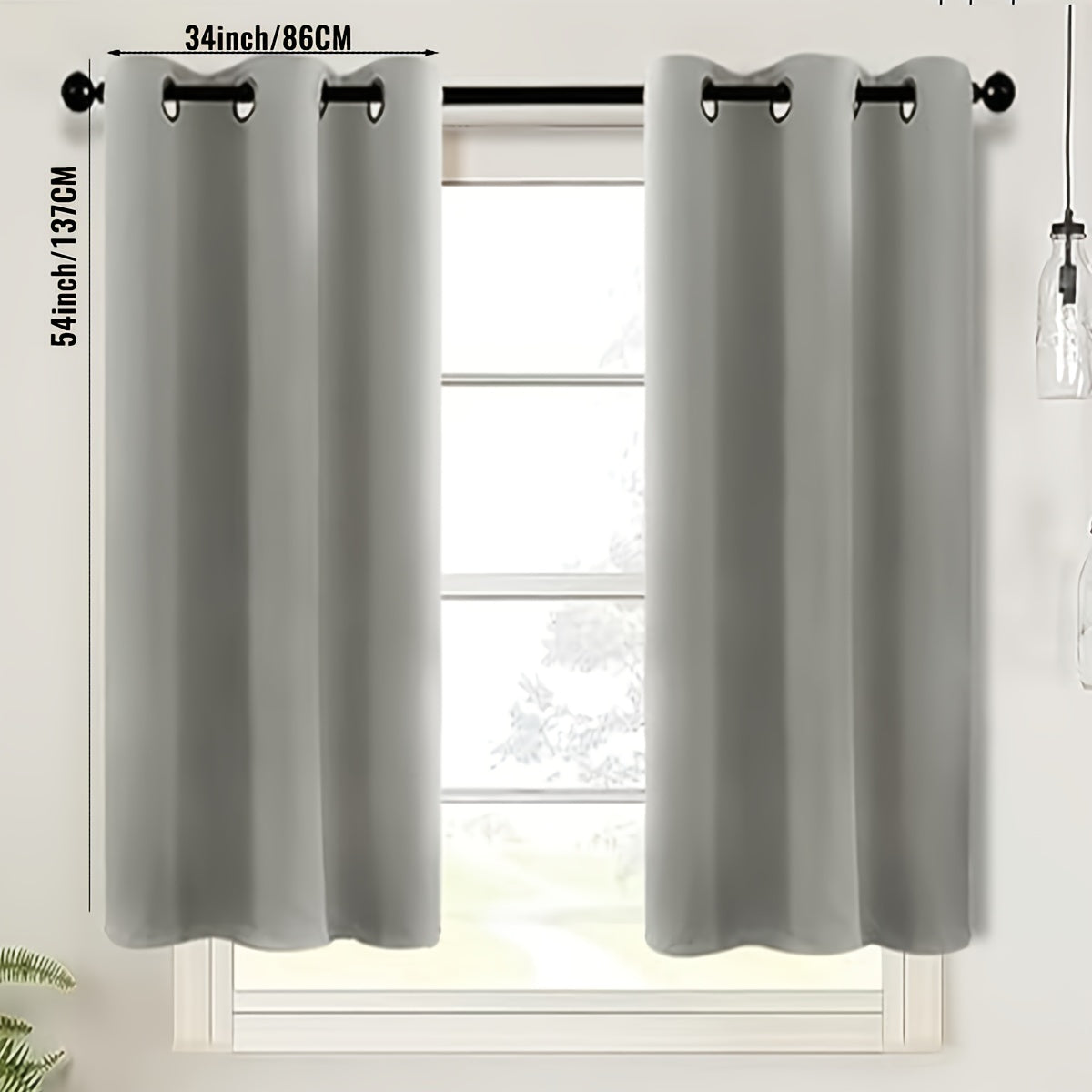 2-Piece Blackout Valance Panels - Room Darkening, Grommet Top, Half Window Treatment for Kitchen, Bathroom, Basement, Living Room, Office - Easy Home Decor Solution