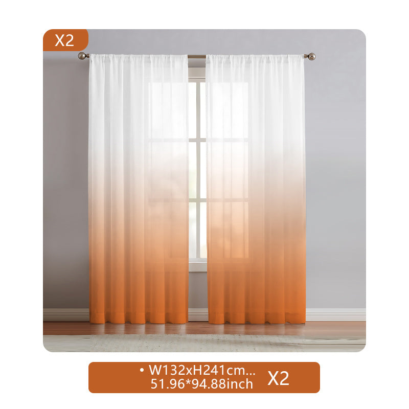 2 Panels Semi Sheer Gradient Color Curtains - Rod Pocket, Easy Hang, Light Filtering, Privacy Protection - For Living Room, Bedroom, Kitchen, Office, Study Decor