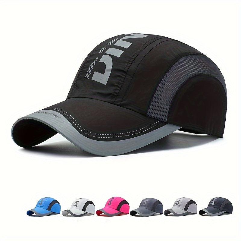 Lightweight Polyester Fashion Baseball Cap - Breathable Mesh, Quick-Dry, UV Protection, Adjustable Snapback - Unisex Outdoor Sports Hat with Alphabets Pattern