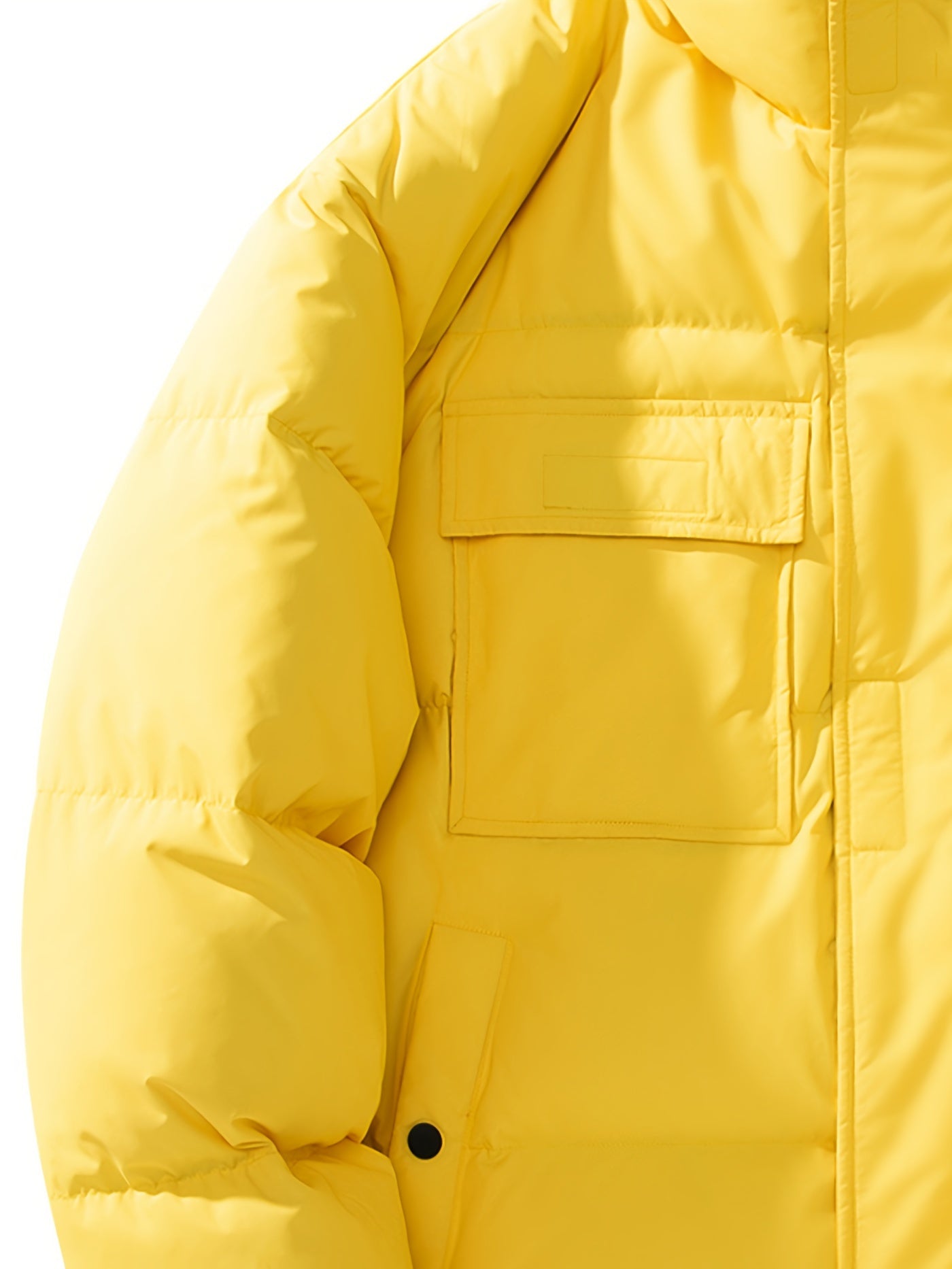 Men's Loose Solid Down Jacket With Pockets, Casual Breathable Lapel Zip Up Long Sleeve Warm Outwear For Winter Outdoor Activities