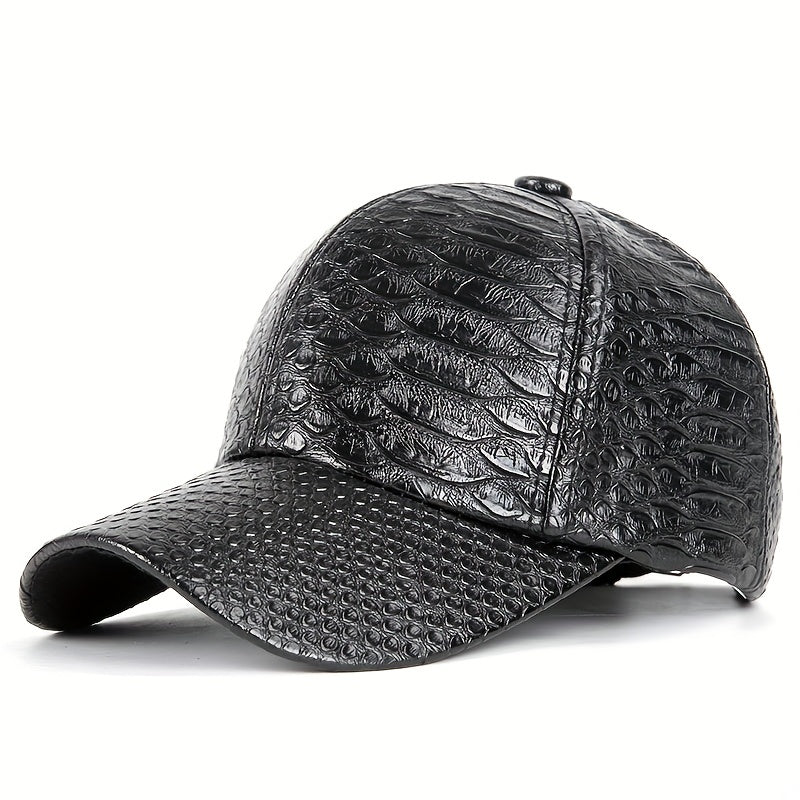 Stylish Crocodile Pattern PU Leather Baseball Cap - Lightweight, Non-Stretch, Hand Washable Street Hip Hop Sun Hat for Everyday Wear