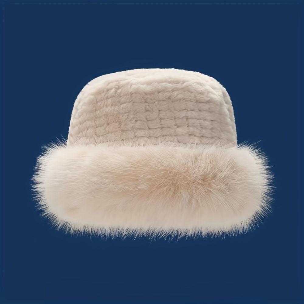 1pc Ultra-Warm Furry Fisherman Hat with Luxurious Plush Lining - Windproof, Soft & Comfortable - Adorable Buckle Design - Perfect Winter Accessory & Christmas Gift