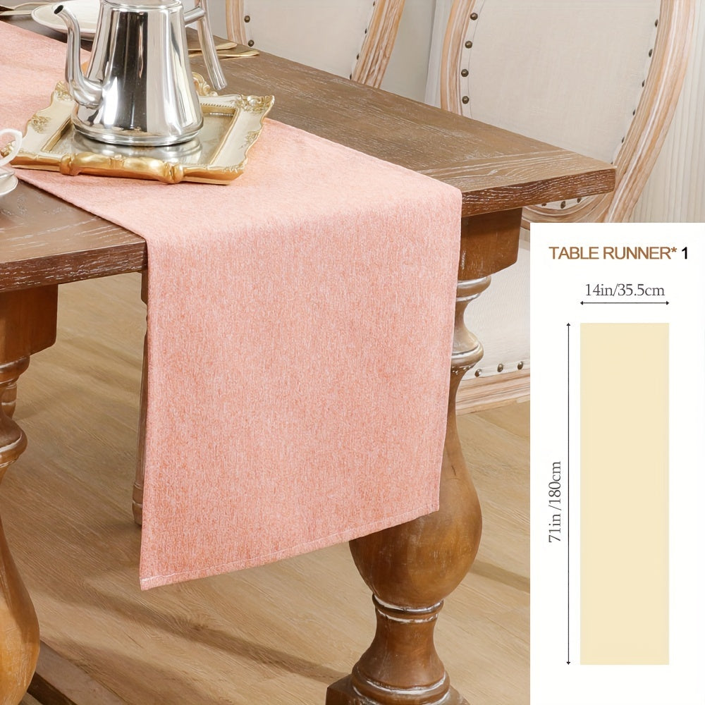 1pc Premium Farmhouse Table Runner - Solid Color, Durable Polyester Decor for Autumn, Thanksgiving, Christmas Dining - A Stylish, Cozy Touch to Your Home Decor